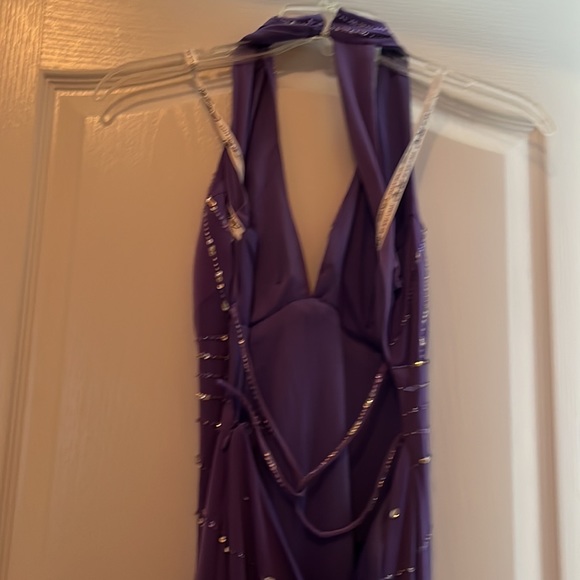 Halter lavender gown with sequins trim size 1/2 - Picture 4 of 4